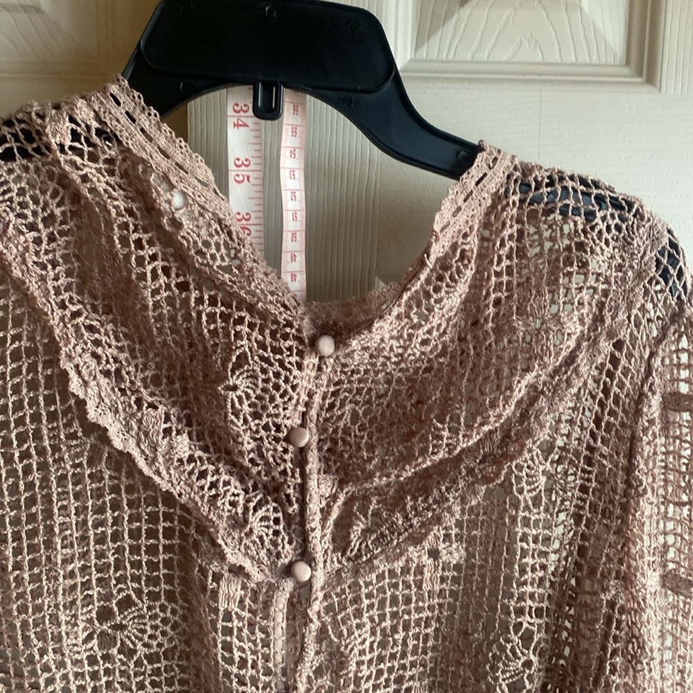 Free People NWT ONLT THE BEST Boho Floral Crochet Bodysuit Size large - Picture 10 of 16